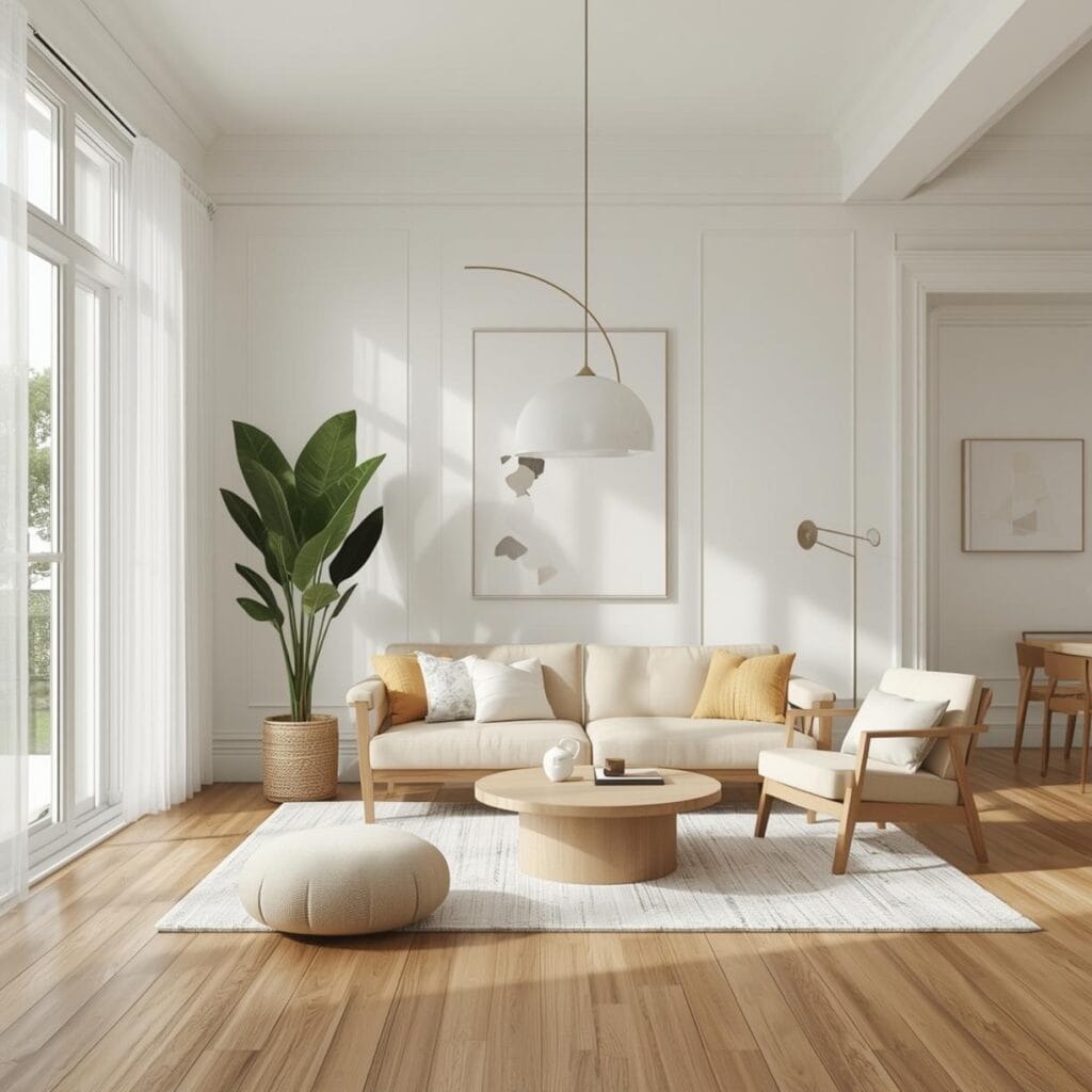 Square Floor Plan Living Room Design final look