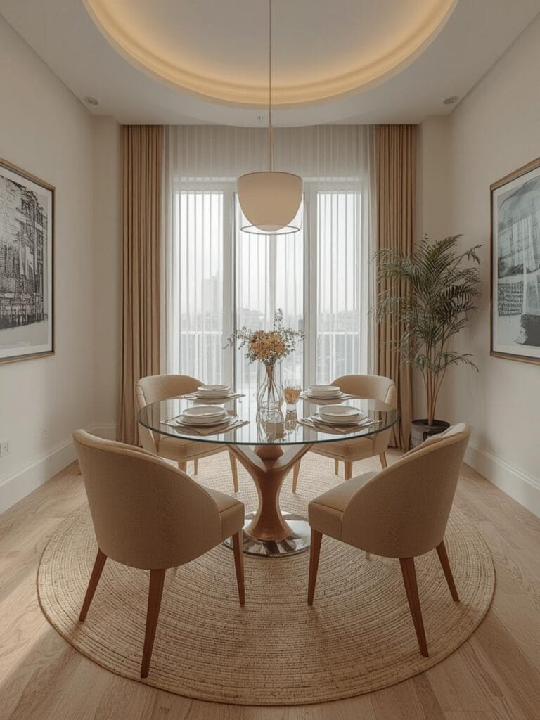 Round Glass Dining Room Table Sets final look