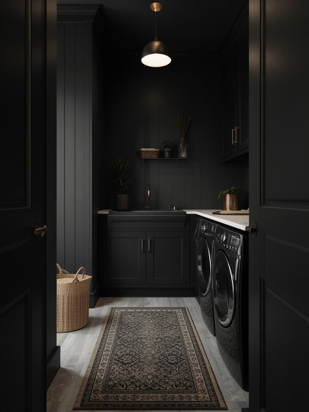 black laundry room ideas final look