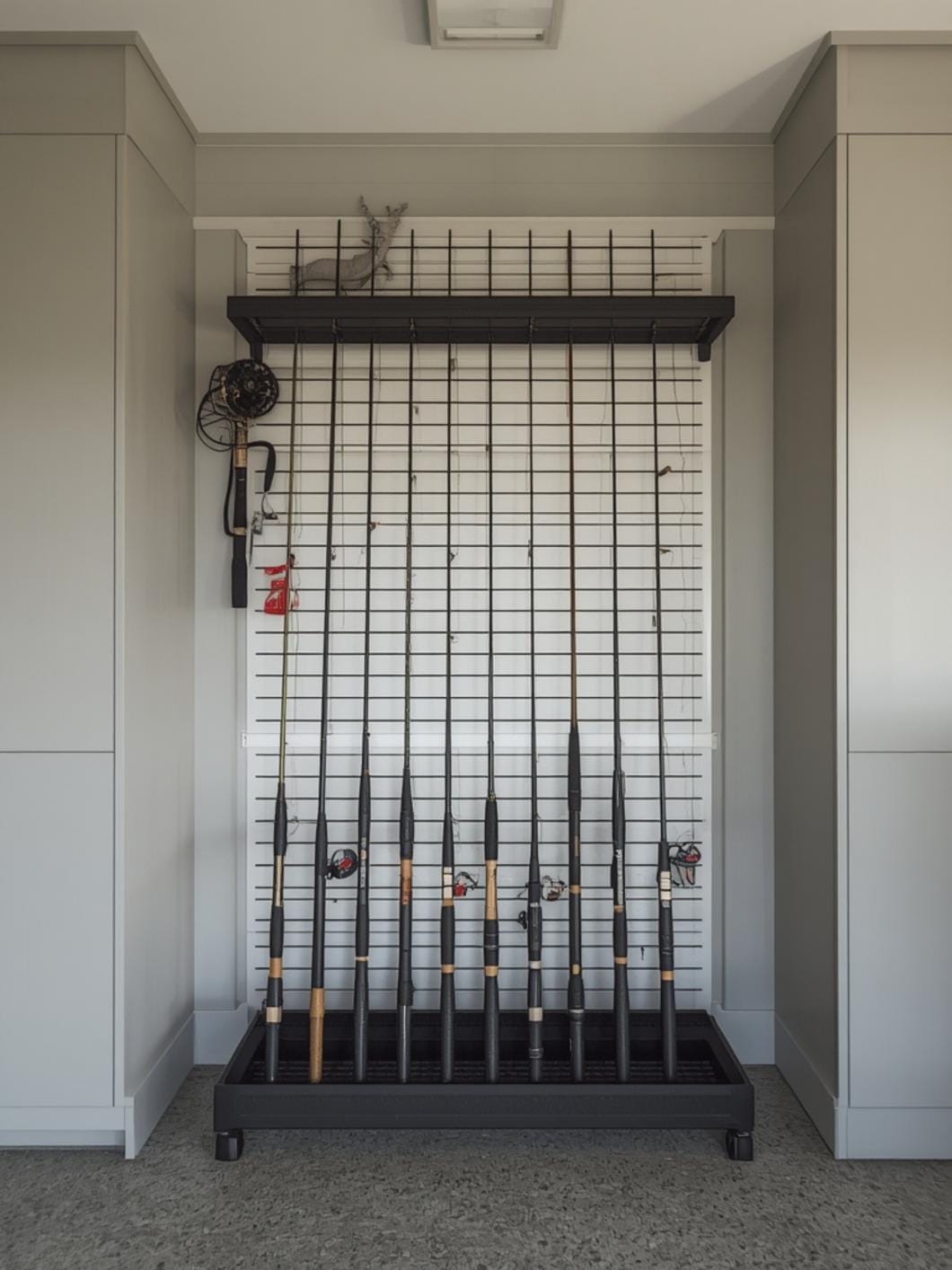 fishing rod organizer for garage final look