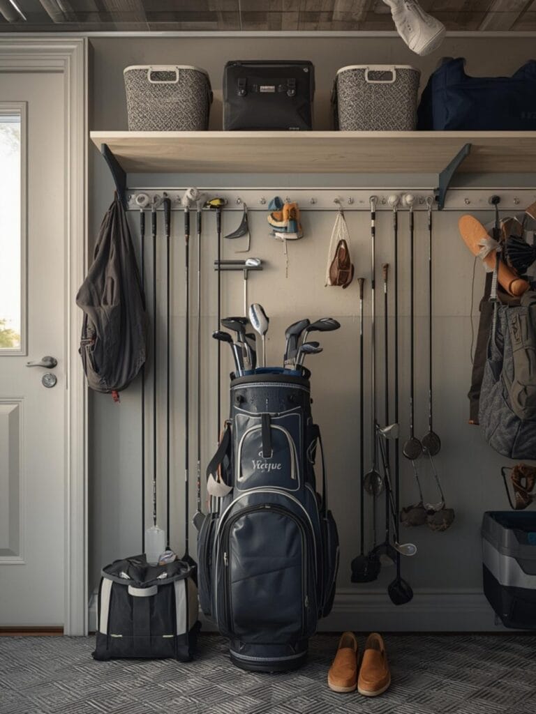 golf bag garage organizer final look