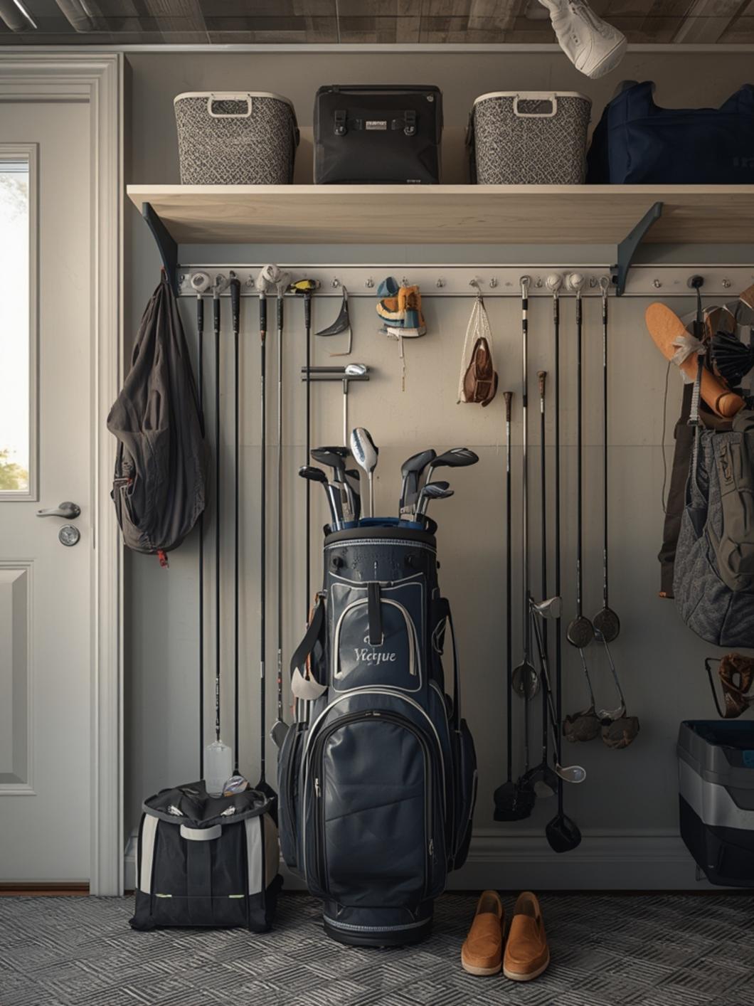 golf bag garage organizer final look