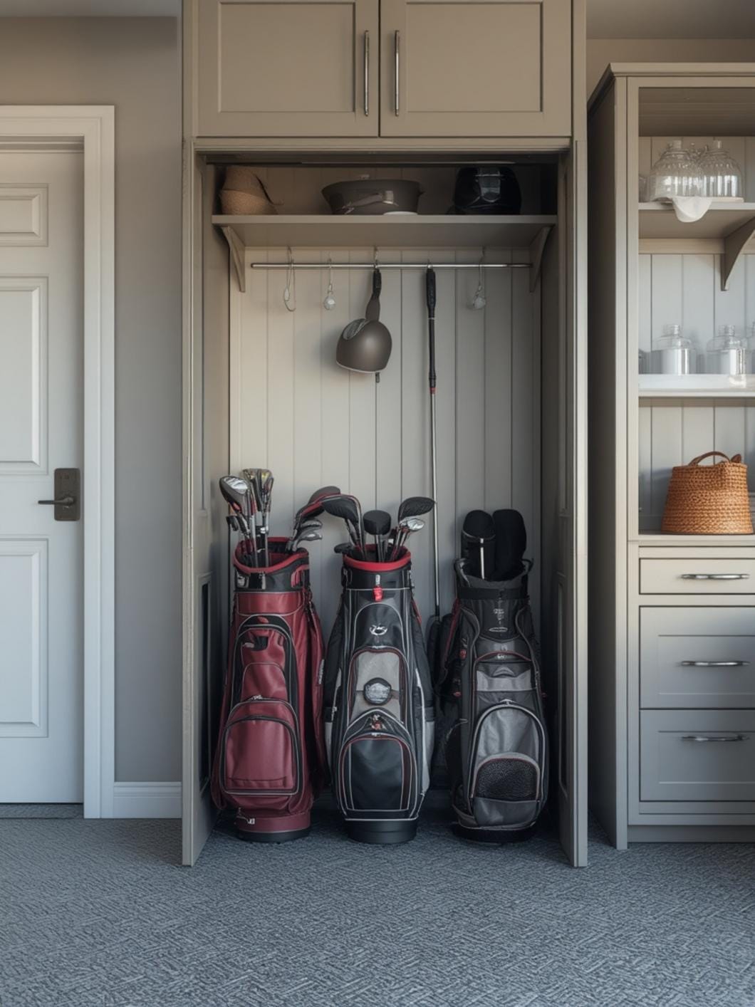 golf bag organizer for garage final look