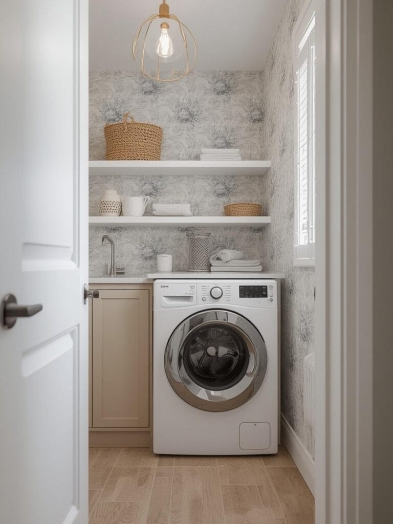 laundry room wallpaper ideas final look