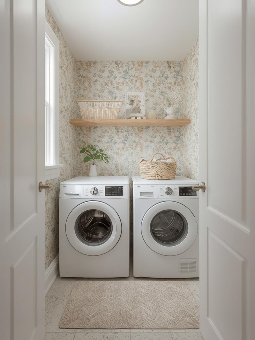 wallpaper for laundry room ideas final look