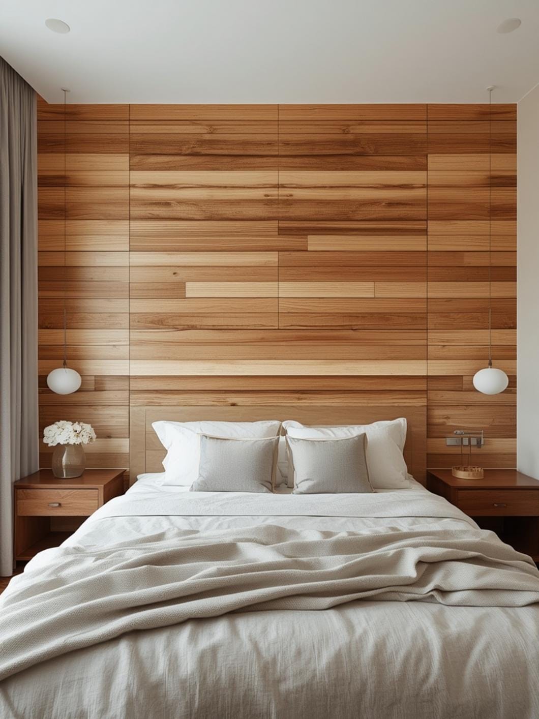 bedroom wood accent wall ideas final look
