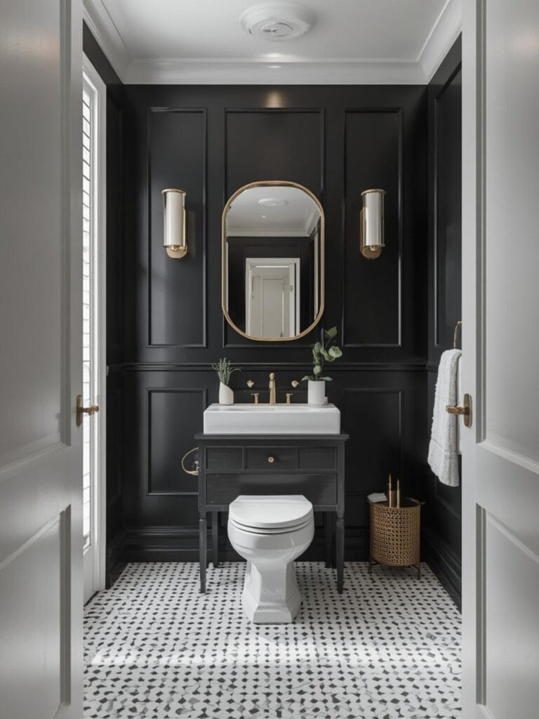 black accent wall bathroom ideas final look