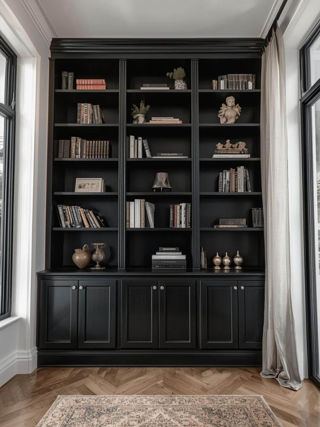 black bookshelf decorating ideas final look