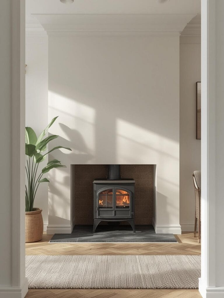 accent wall wall behind wood stove ideas final look