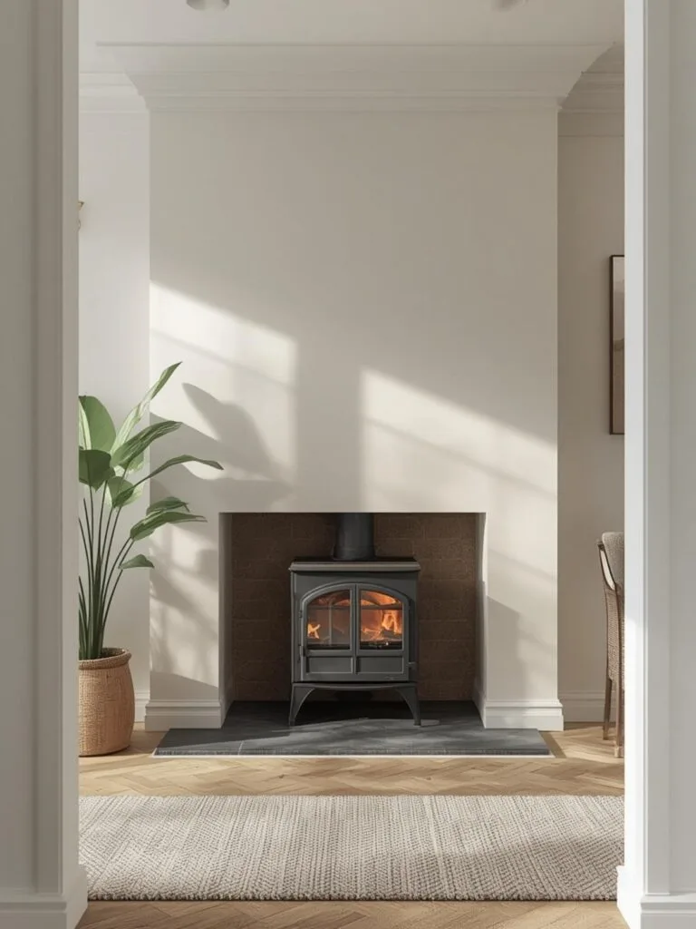 accent wall wall behind wood stove ideas final look
